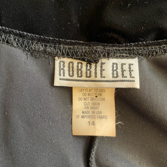 Robbie Bee Velvet Dress Black Size 14 Rhinestone Sleeveless - Picture 6 of 8